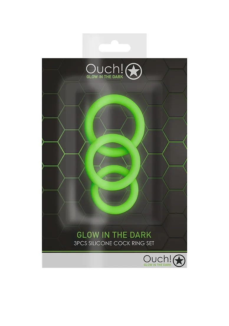 3 Pcs Cock Ring Set - Glow In The Dark