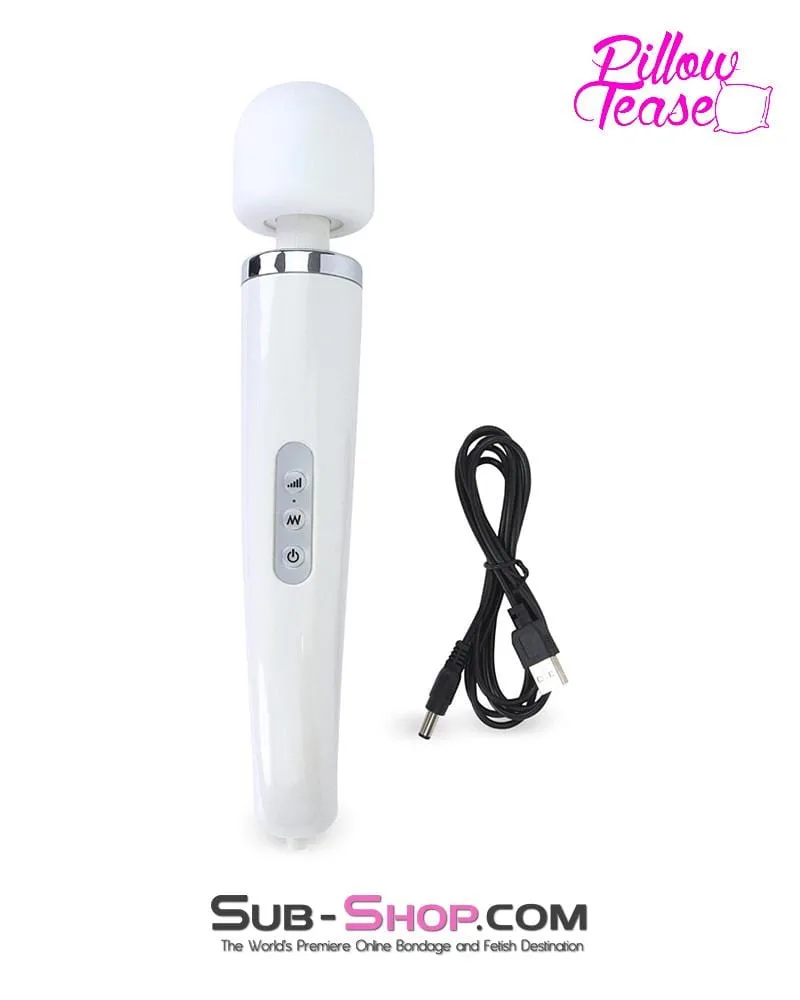 3453M      30 Speed Wireless USB Rechargeable Magic Wand Vibrator. White