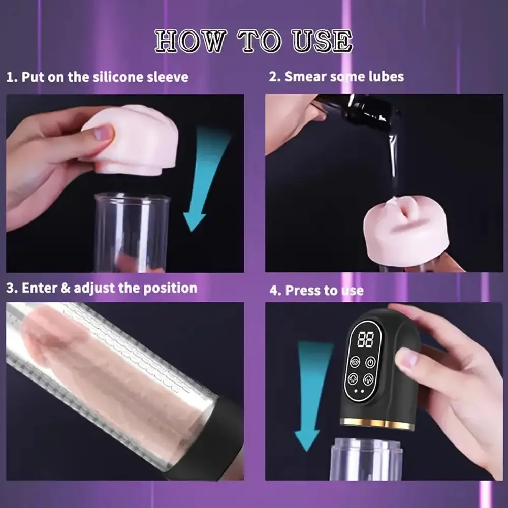3in1 Electric Penis Vacuum Pump With 12 Training Modes Auto Stroker