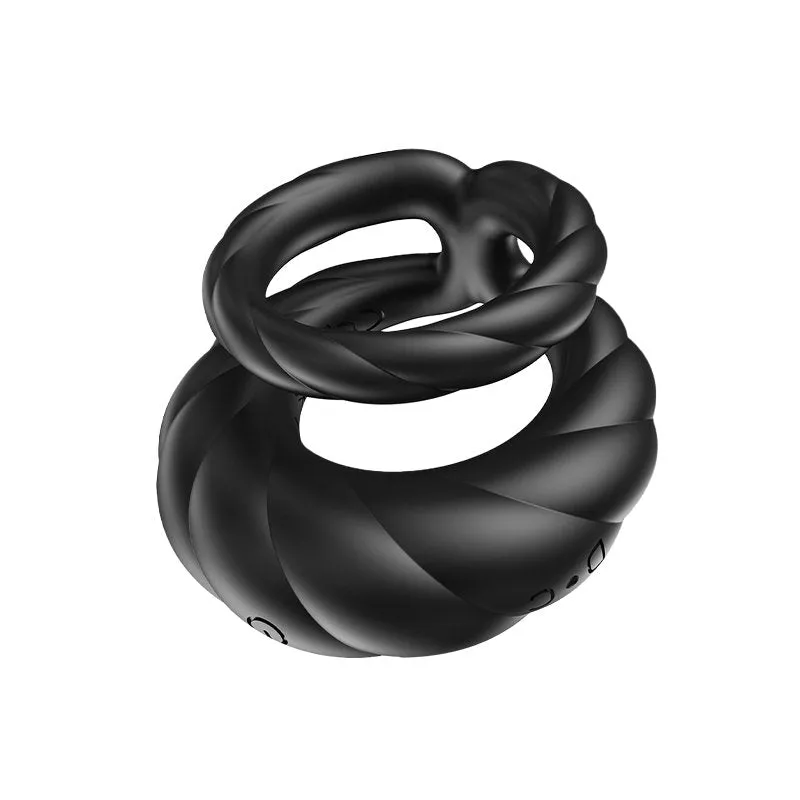 Adult Double Penis Ring Vibrator Cock Ring with 10 Vibration Modes