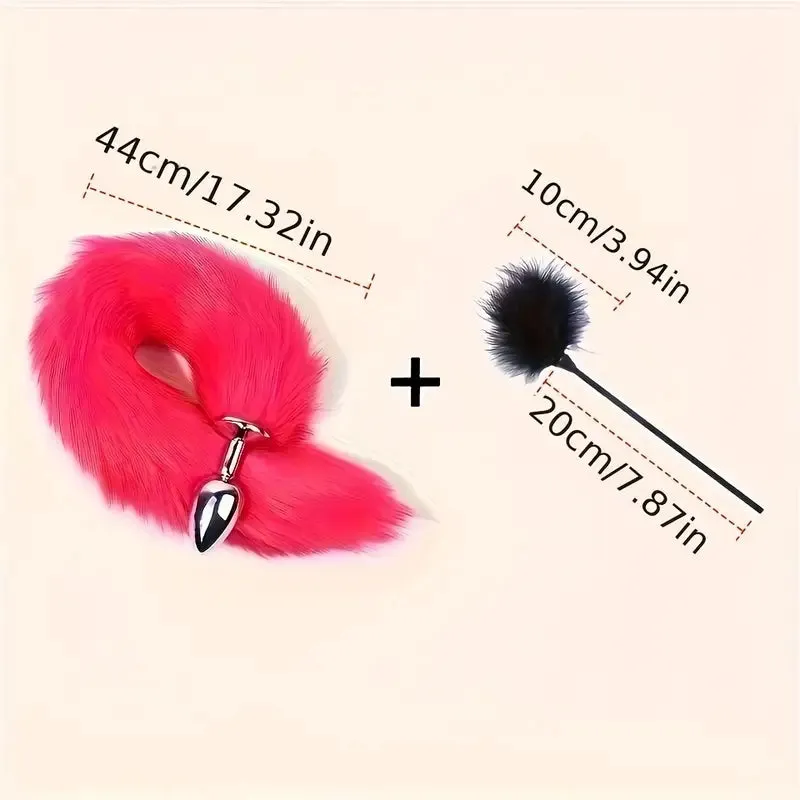 Anal Plug Tail Plus Feather Gradient Color Metal Anal Plug Tail Erotic Supplies