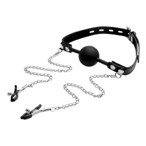 Ball Gag With Nipple Clamps