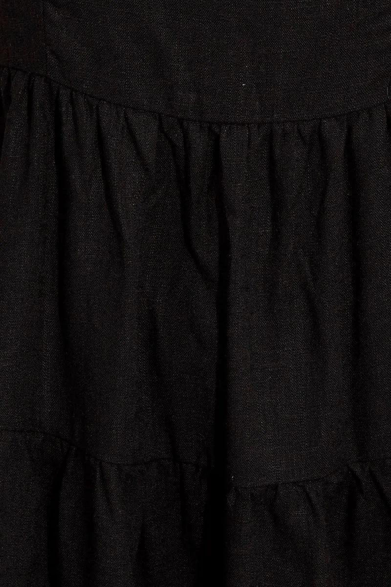 Black Skater Dress Short Sleeve Tiered
