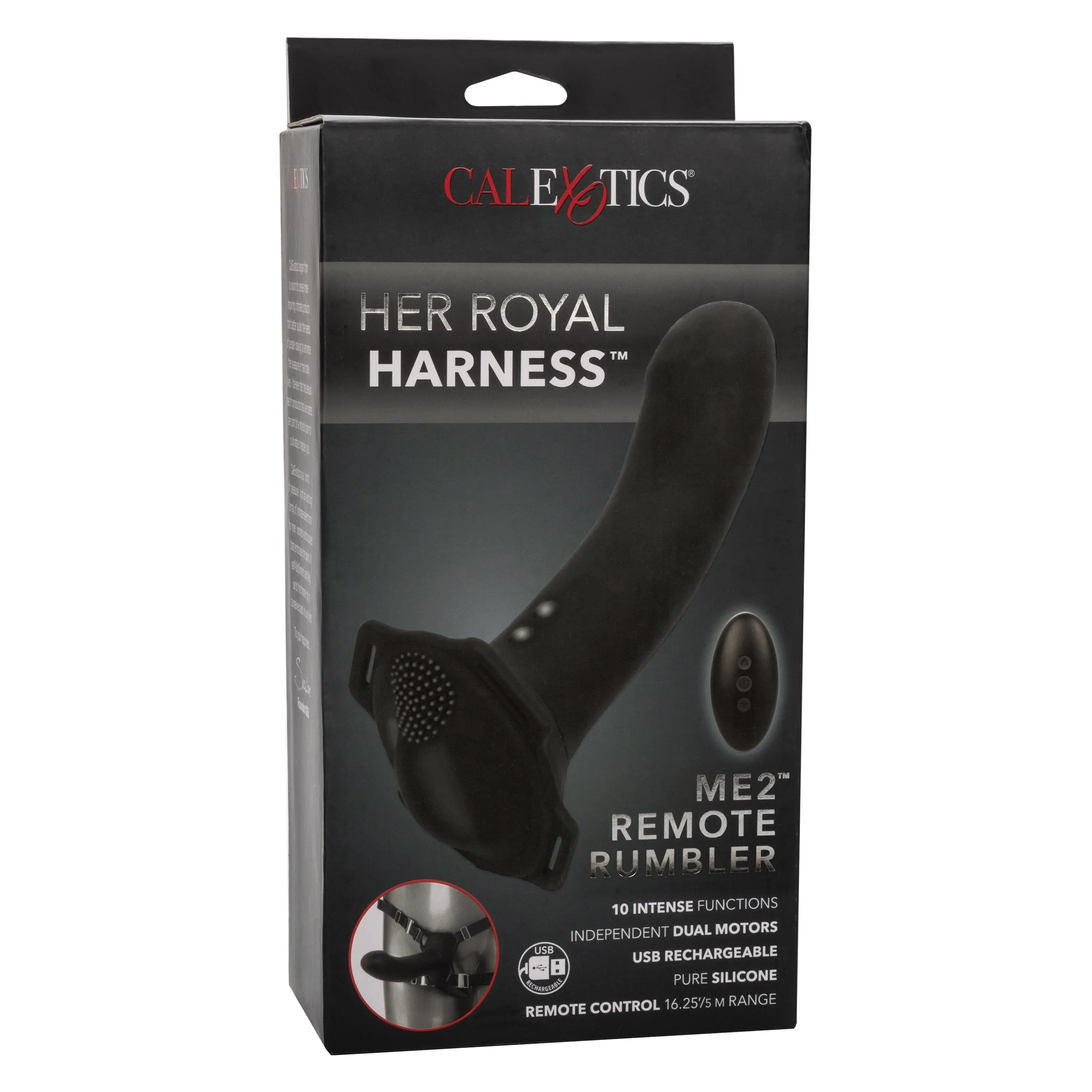California Exotics - Her Royal Harness Me2 Remote Rumbler Strap On (Black)