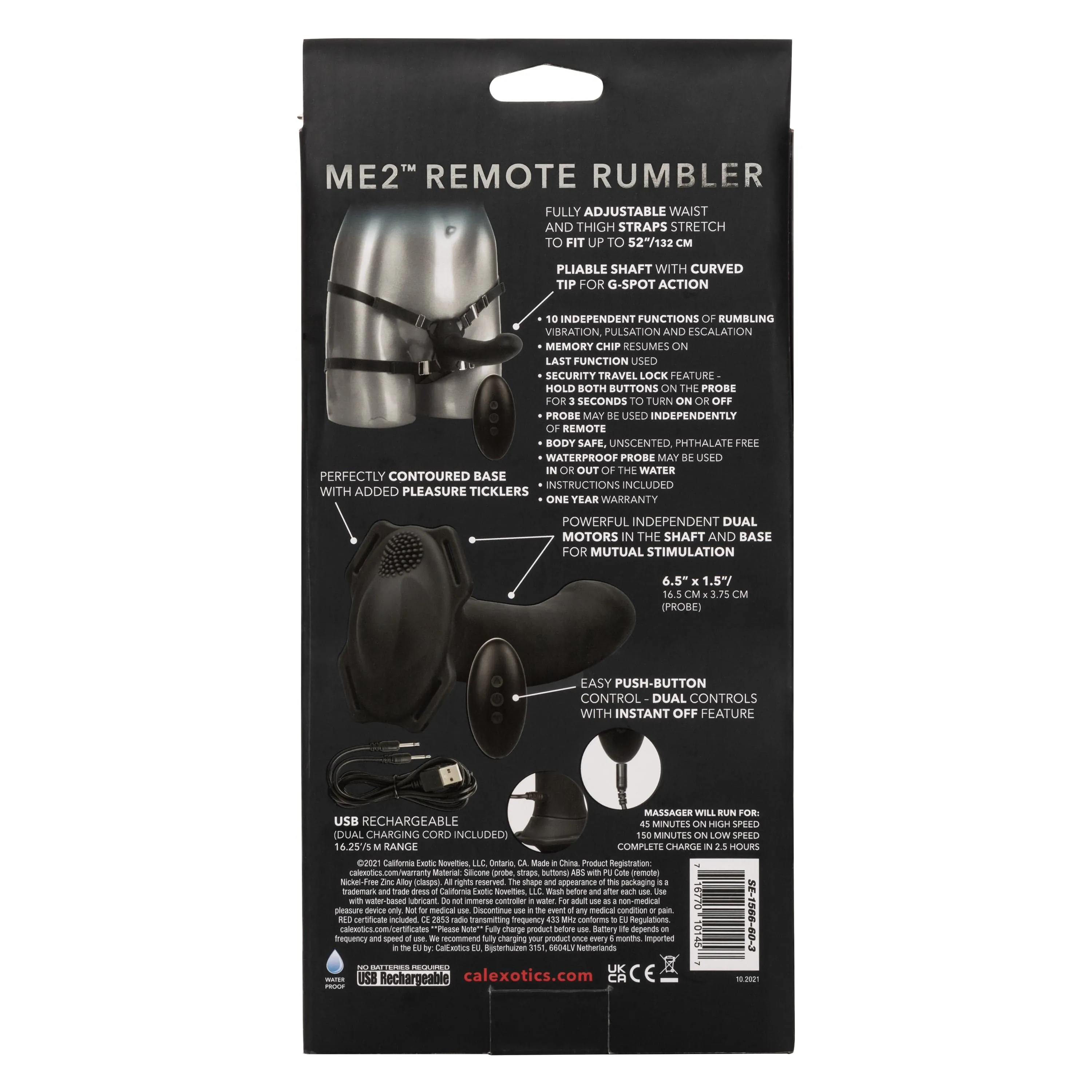 California Exotics - Her Royal Harness Me2 Remote Rumbler Strap On (Black)