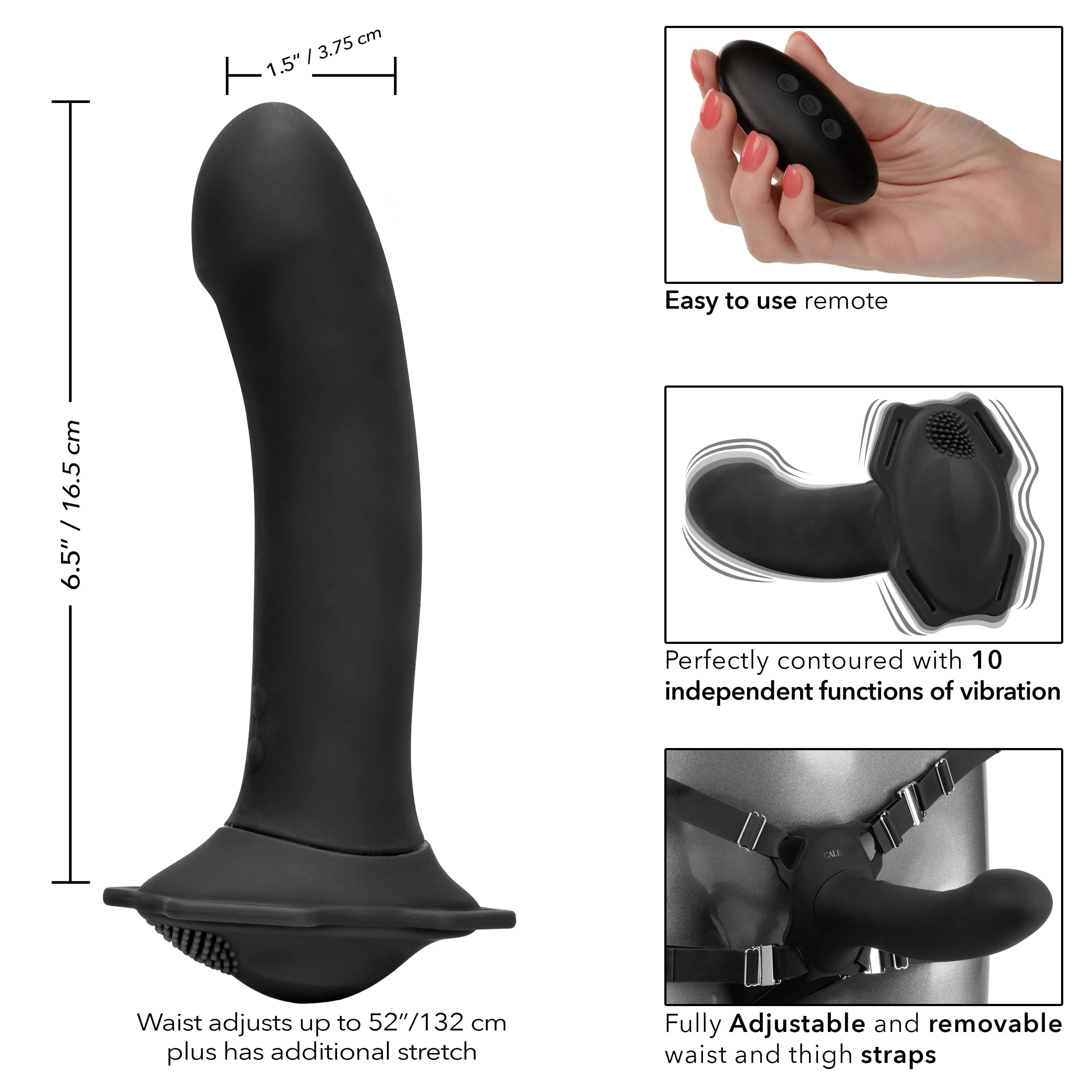 California Exotics - Her Royal Harness Me2 Remote Rumbler Strap On (Black)