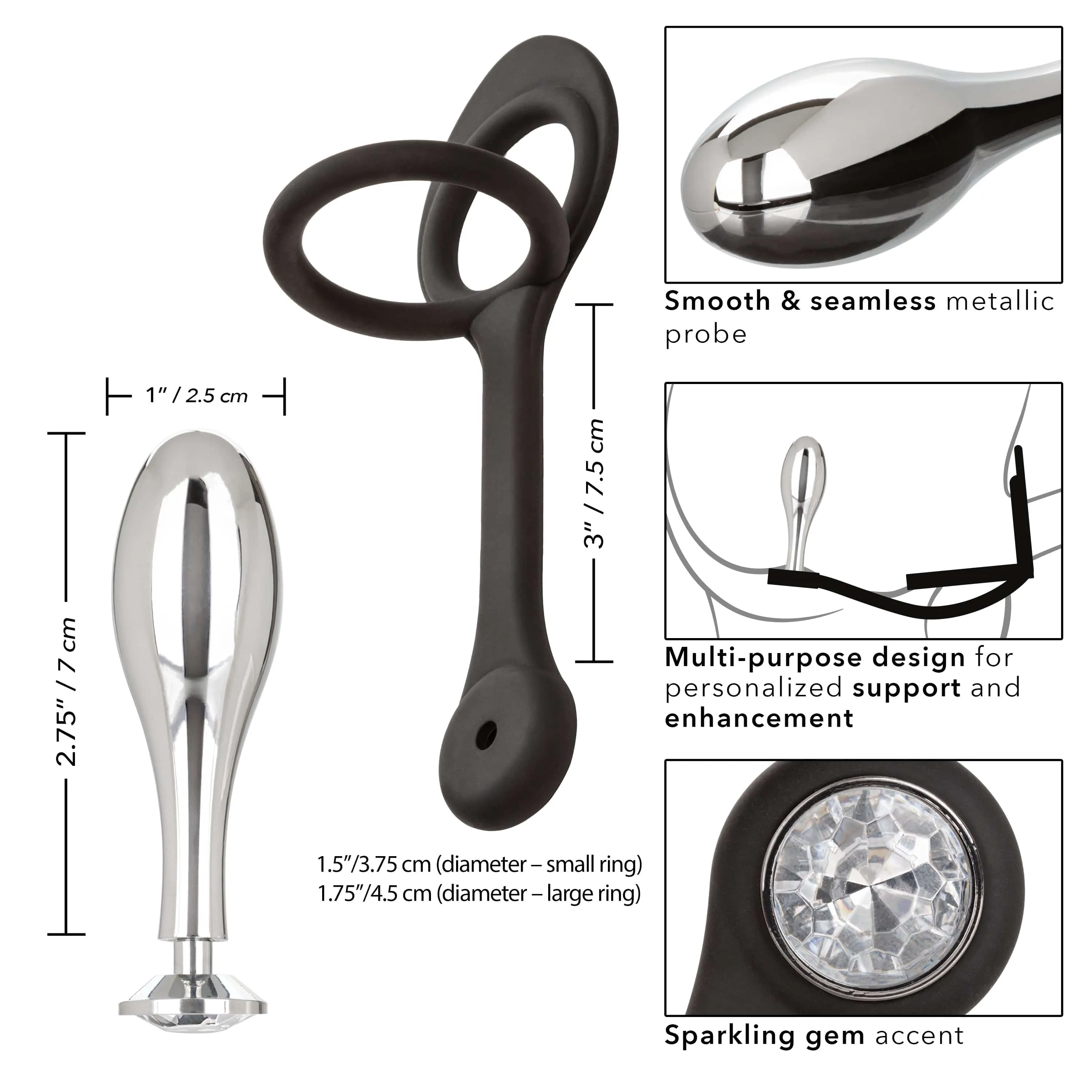 California Exotics - Star F*cker Teardrop Anal Plug with Cock Support (Silver)
