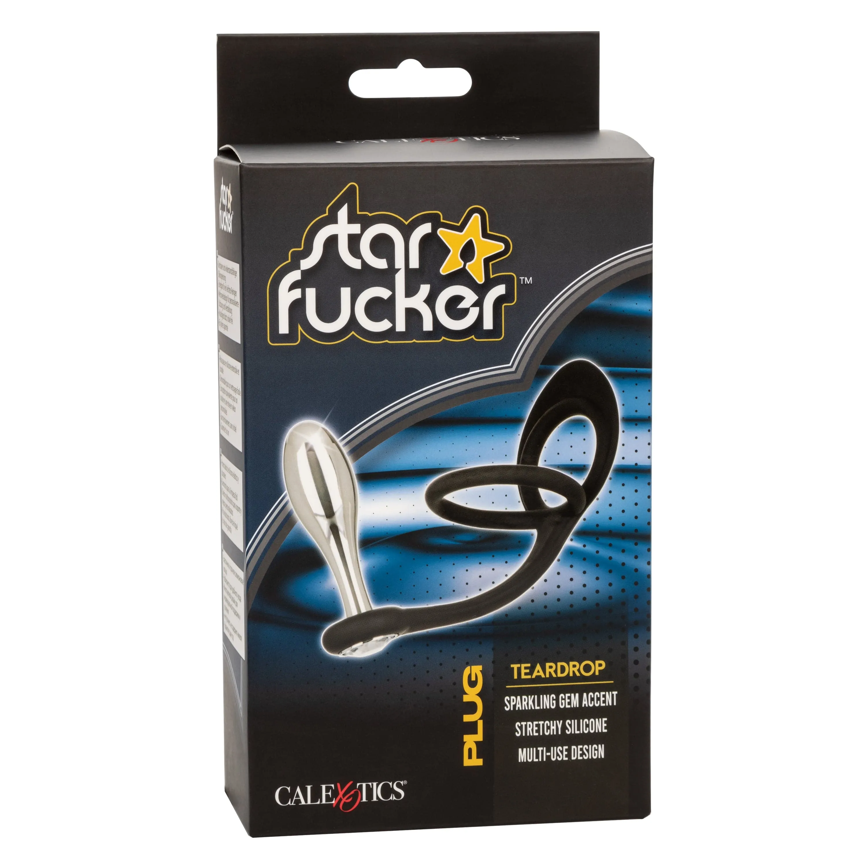 California Exotics - Star F*cker Teardrop Anal Plug with Cock Support (Silver)