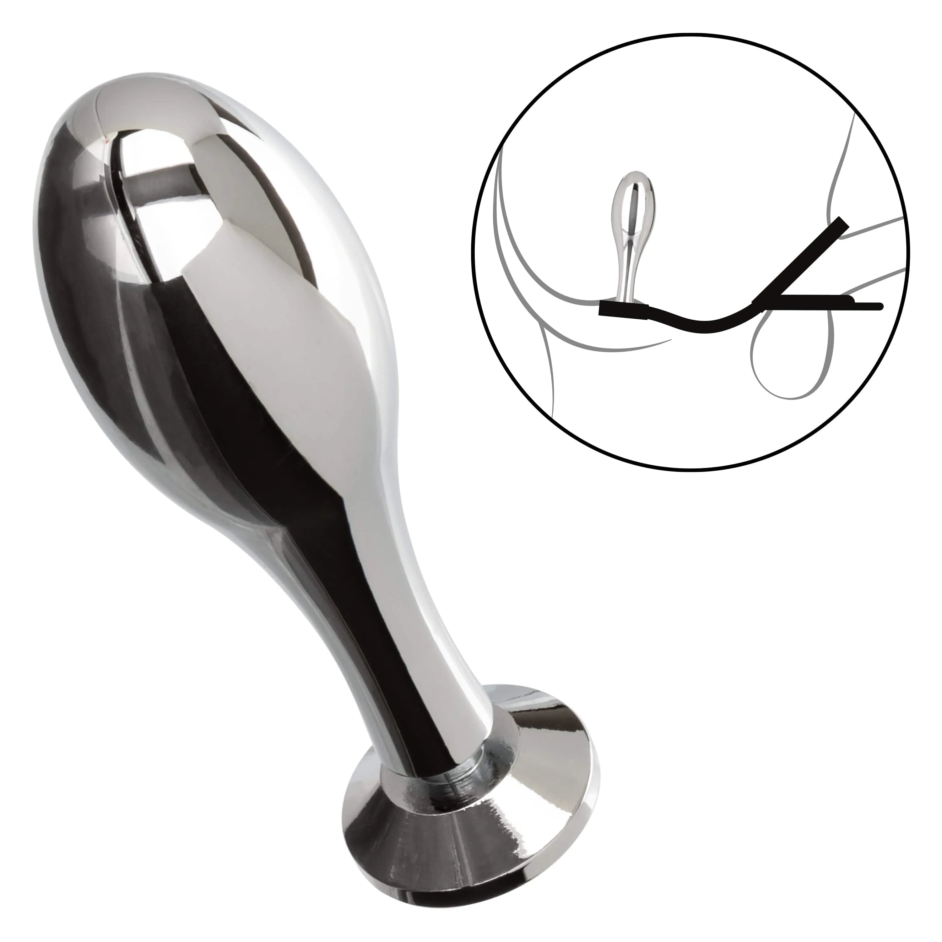 California Exotics - Star F*cker Teardrop Anal Plug with Cock Support (Silver)