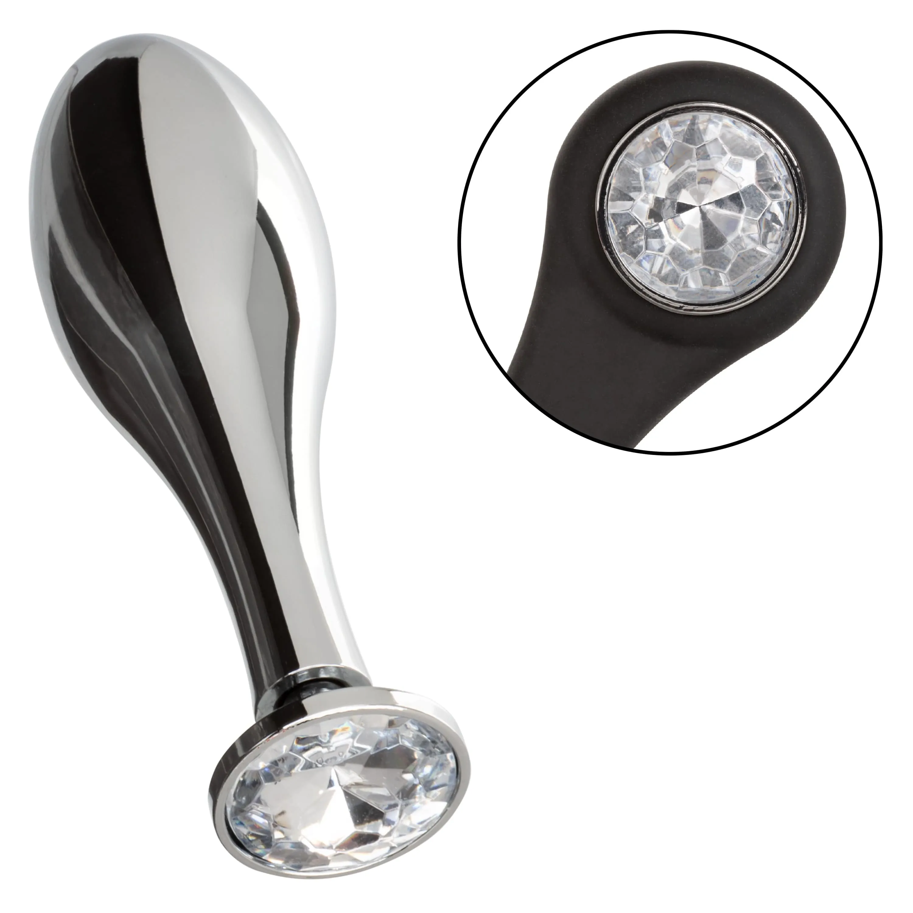 California Exotics - Star F*cker Teardrop Anal Plug with Cock Support (Silver)