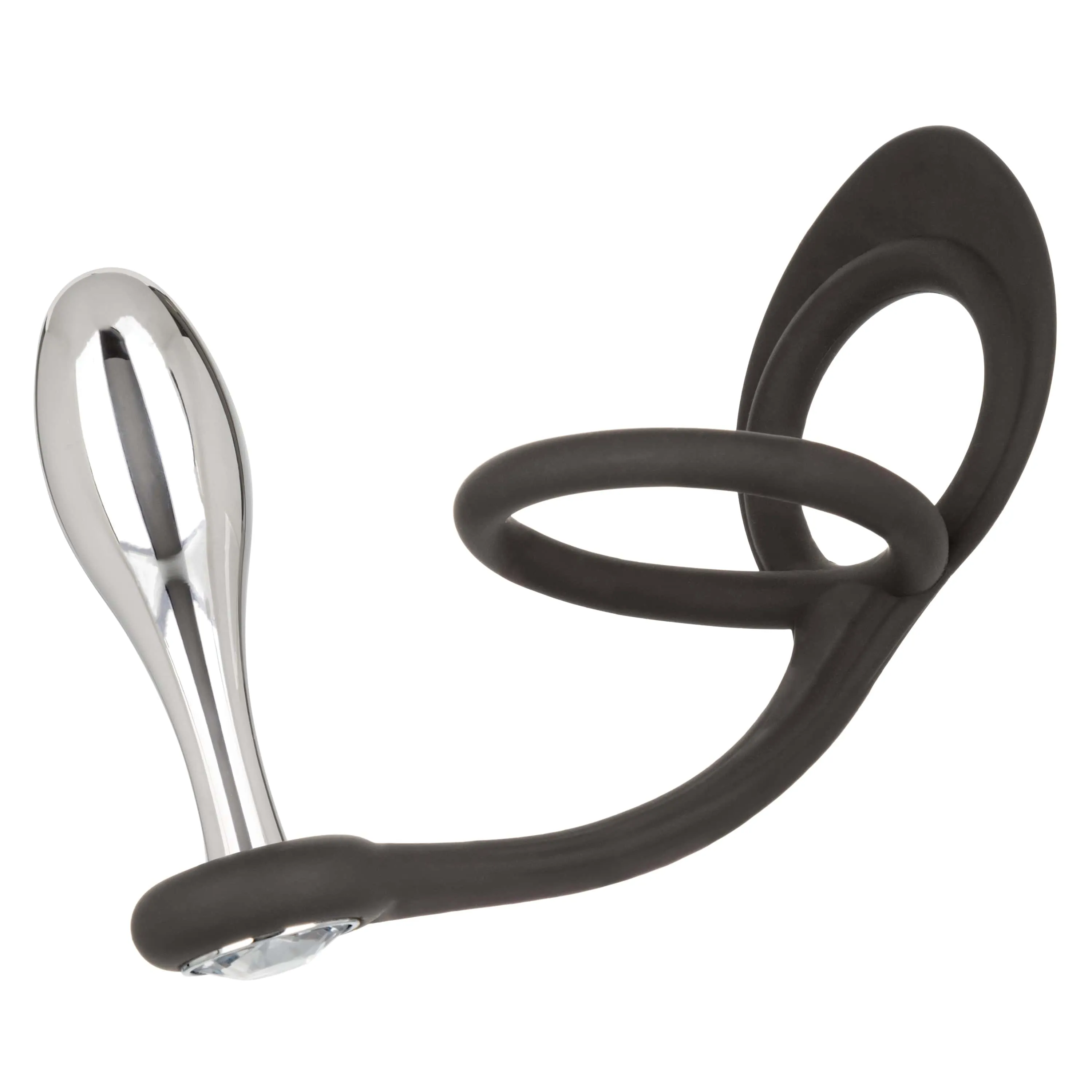 California Exotics - Star F*cker Teardrop Anal Plug with Cock Support (Silver)