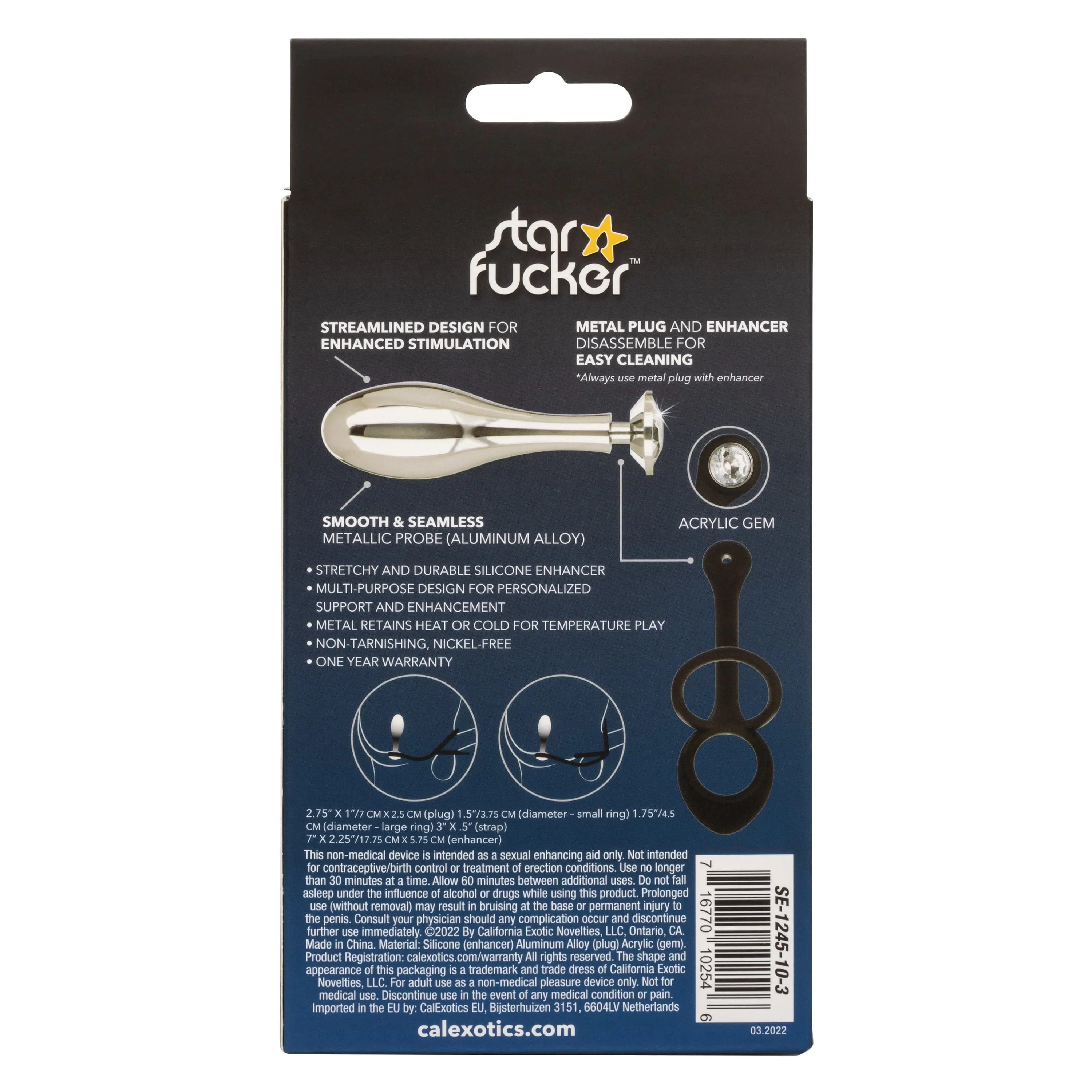 California Exotics - Star F*cker Teardrop Anal Plug with Cock Support (Silver)