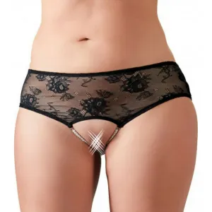 Crotchless Plus Size Panties with Pearls