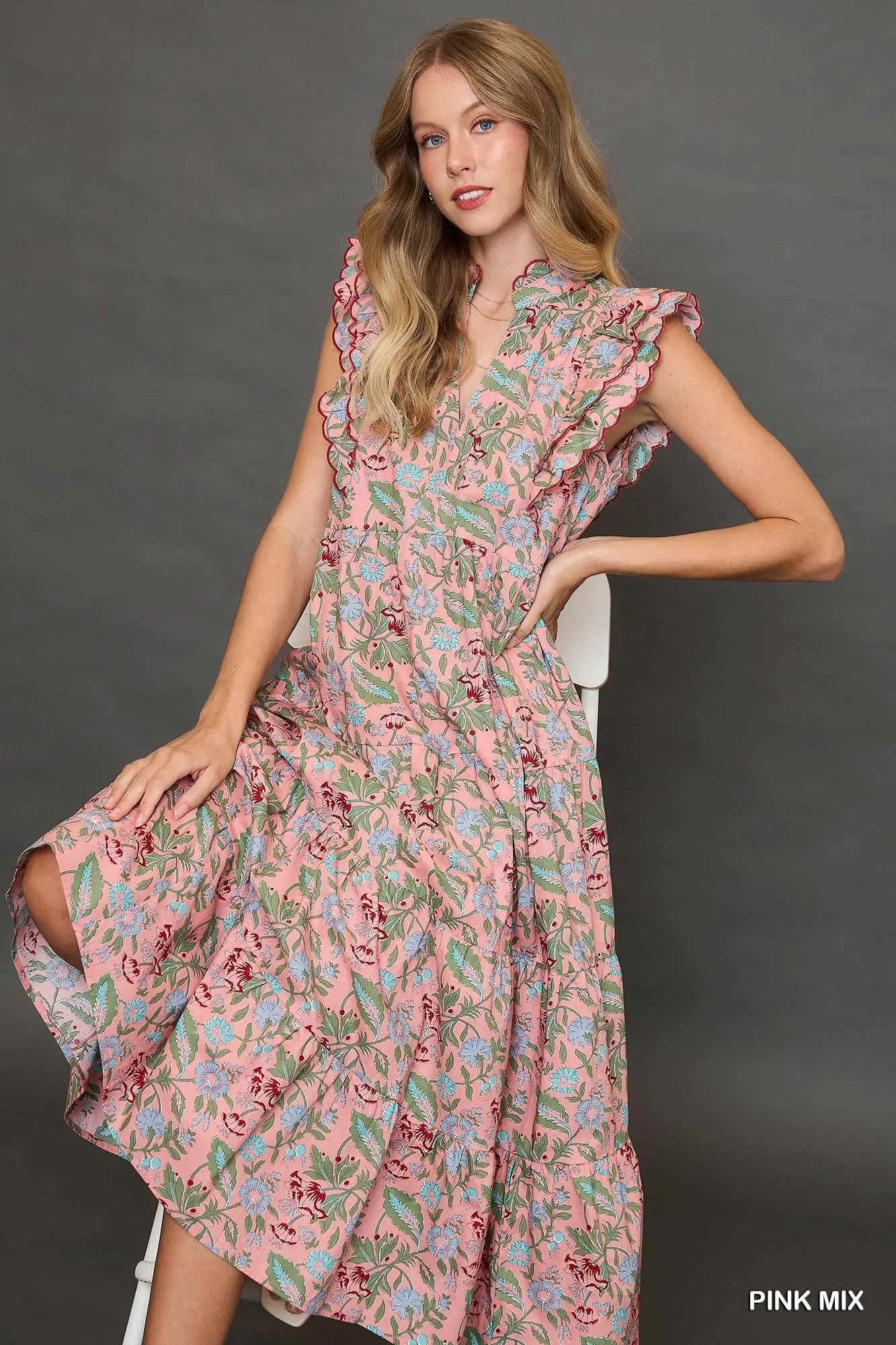 Floral Garden Print Tiered Maxi Dress