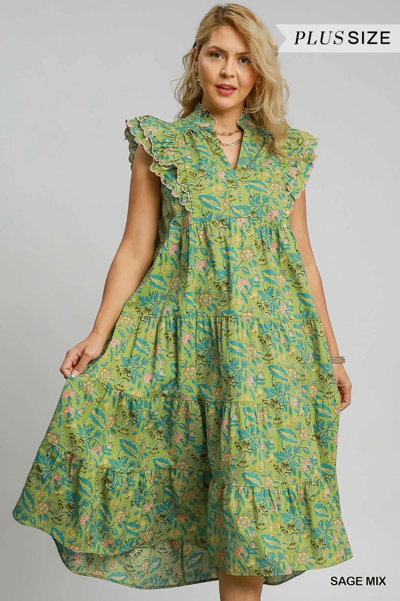 Floral Garden Print Tiered Maxi Dress