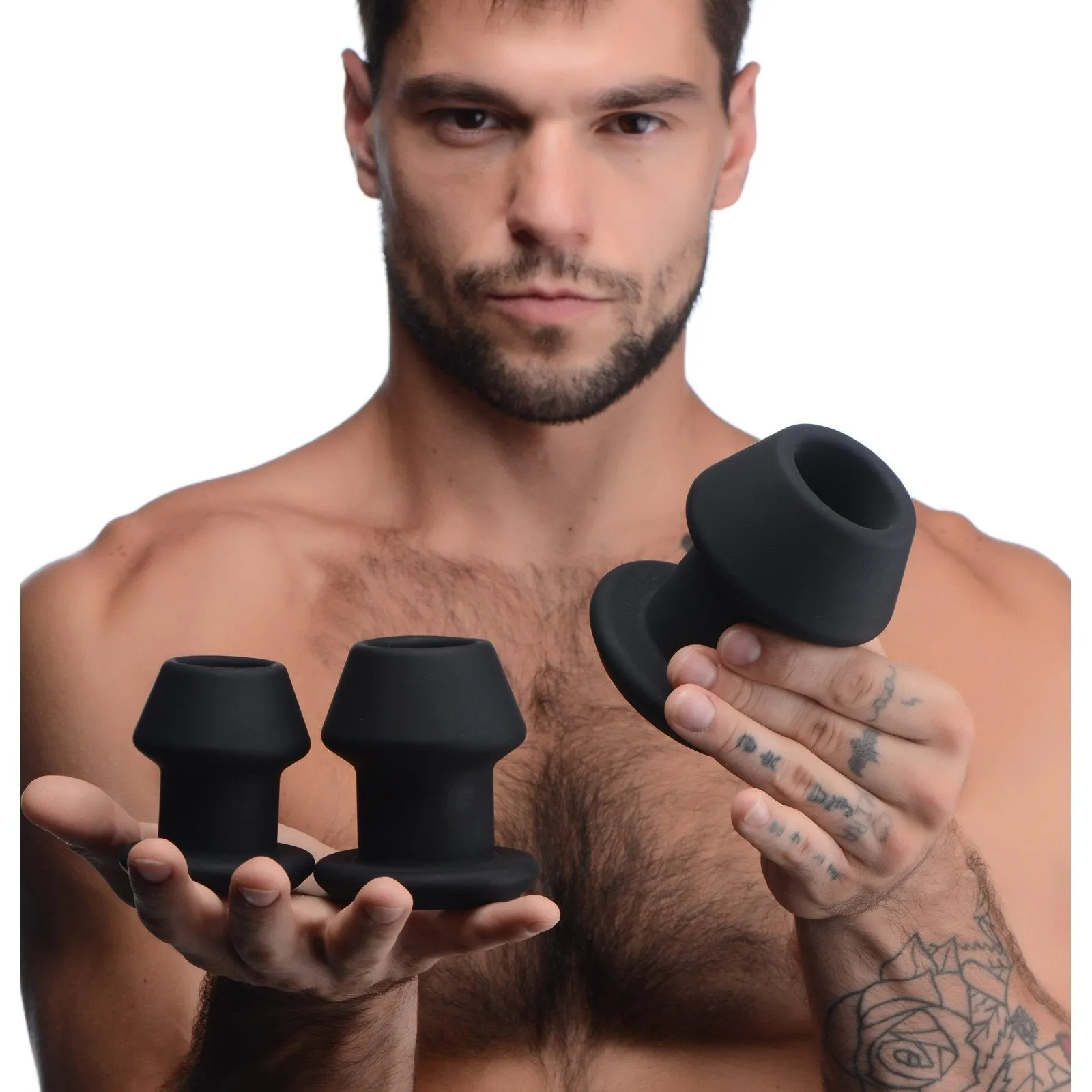 Gape-grommets 3 Piece Hollow Silicone Anal Dilator Set