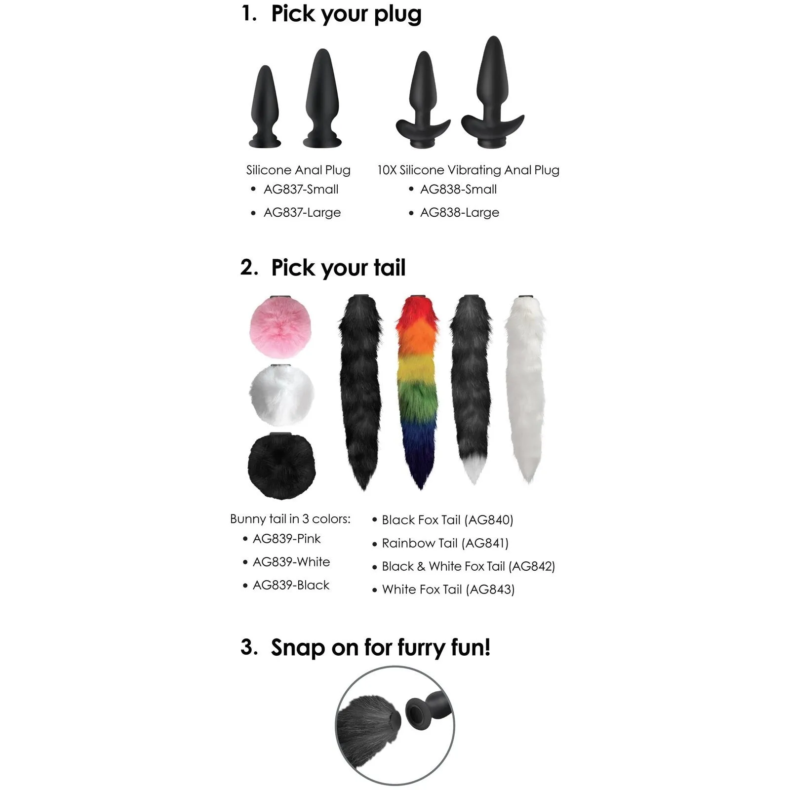 Interchangeable Black Fox Tail