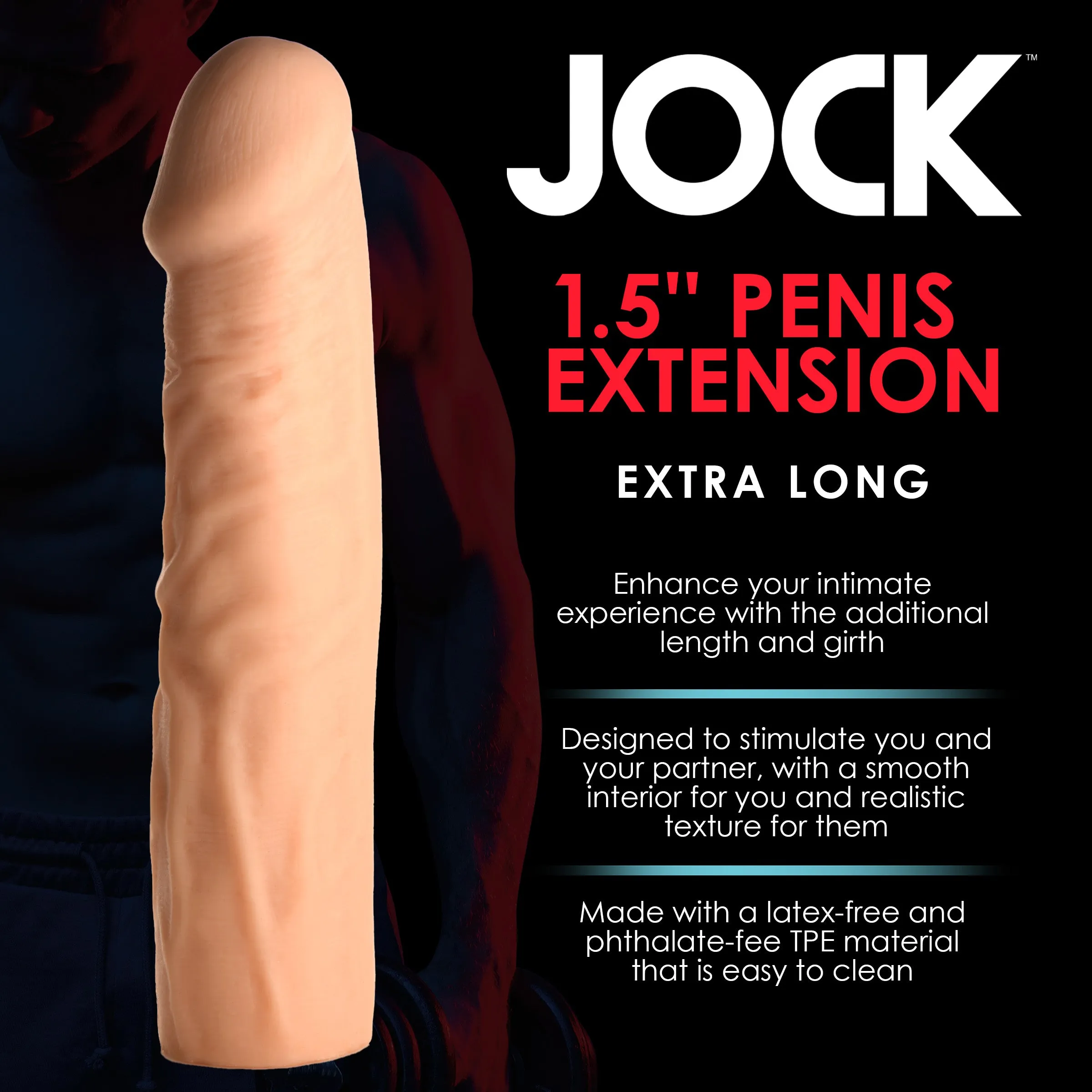 JOCK Extra Long Penis Extension Sleeve - 1.5 Inch