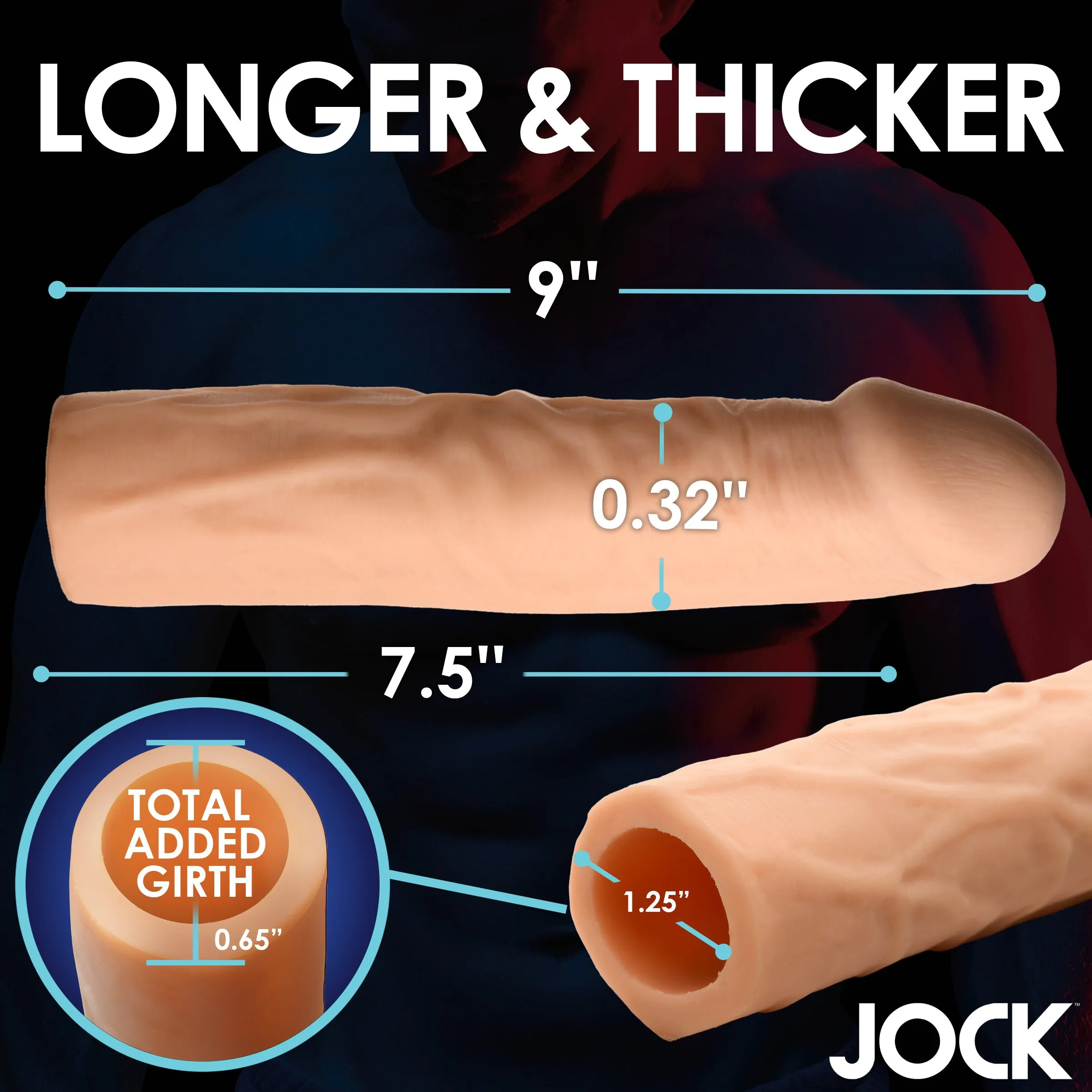 JOCK Extra Long Penis Extension Sleeve - 1.5 Inch