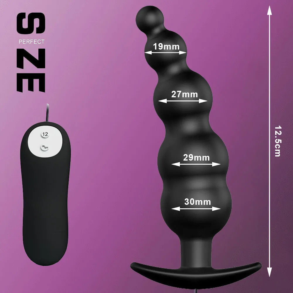 Pretty Love Vibrating Beaded Anal Butt Plug Remote Prostate Massager