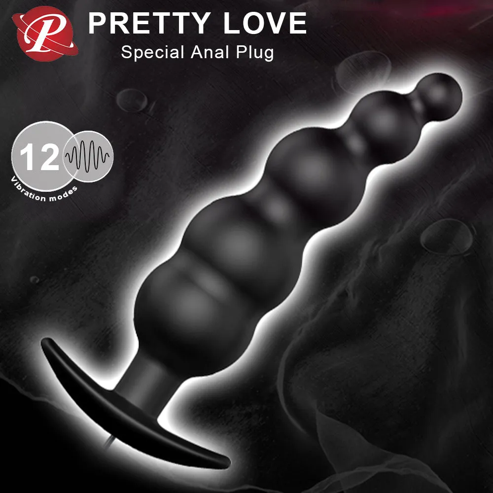 Pretty Love Vibrating Beaded Anal Butt Plug Remote Prostate Massager