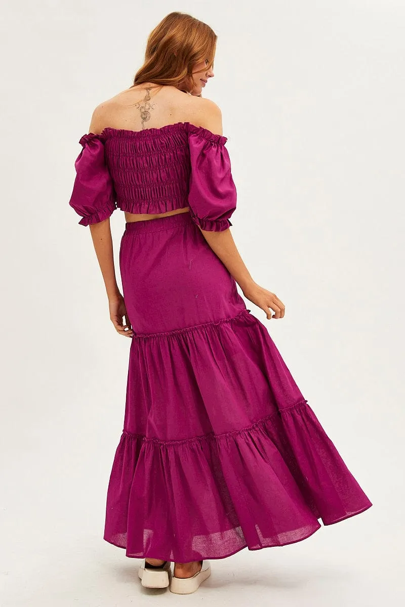 Purple Maxi Skirt Tiered