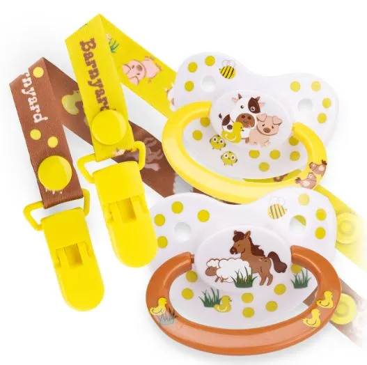 Rearz 2 Pacifiers & Clip Set Multi-Styles