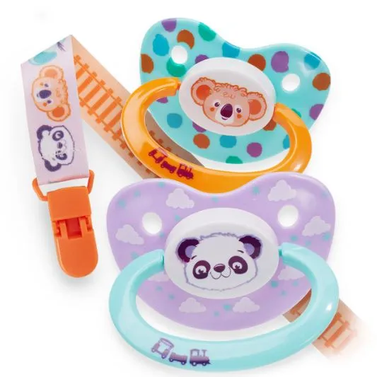 Rearz 2 Pacifiers & Clip Set Multi-Styles