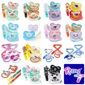 Rearz 2 Pacifiers & Clip Set Multi-Styles