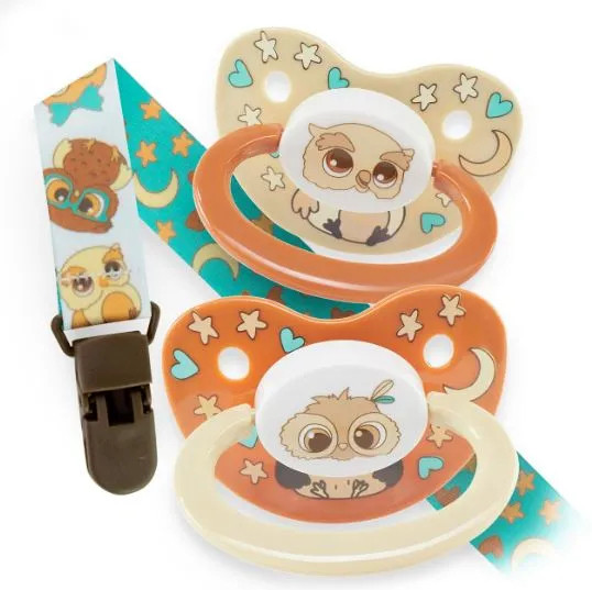Rearz 2 Pacifiers & Clip Set Multi-Styles