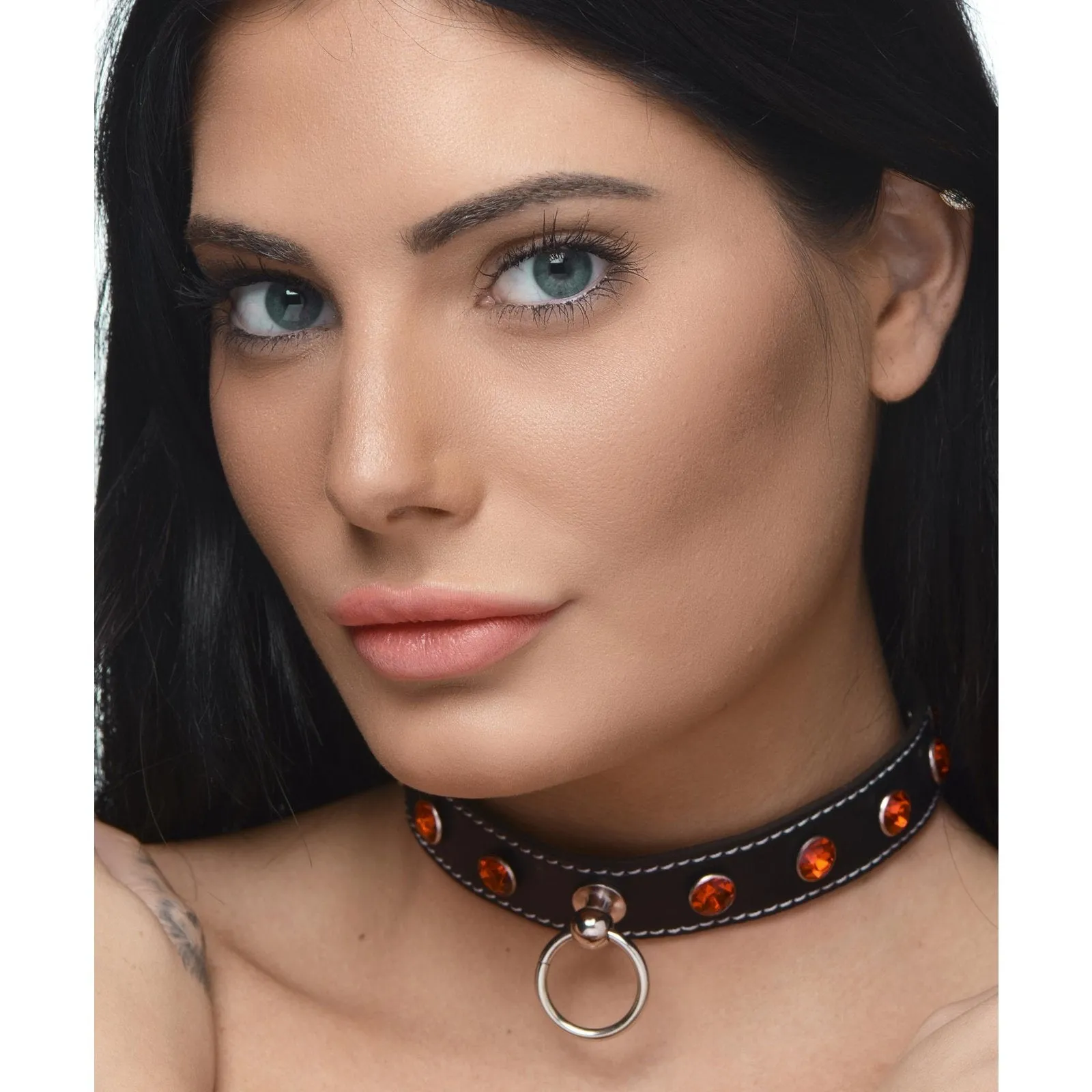 Rhinestone Choker With O-ring