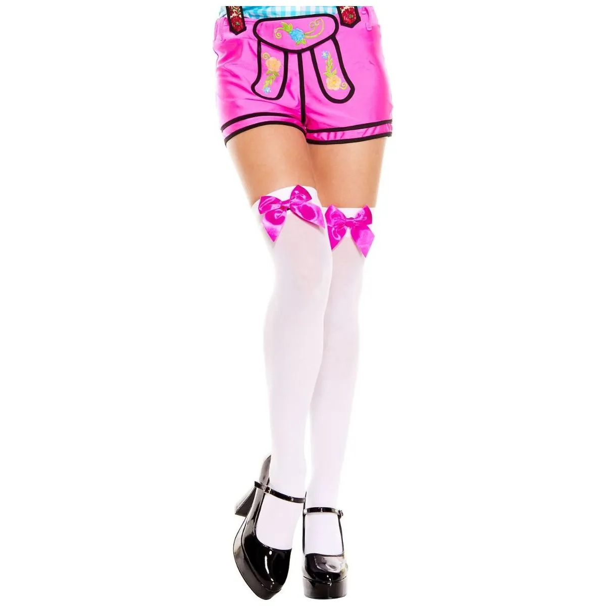 Satin Bow Thigh High Stockings by Music Legs
