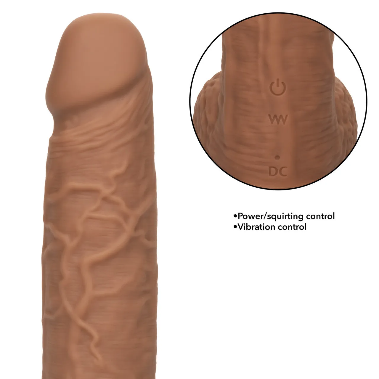 Squirting Fuck Stick 9 Vibrating Dildo Suction Cup Dong Sex Toy Brown