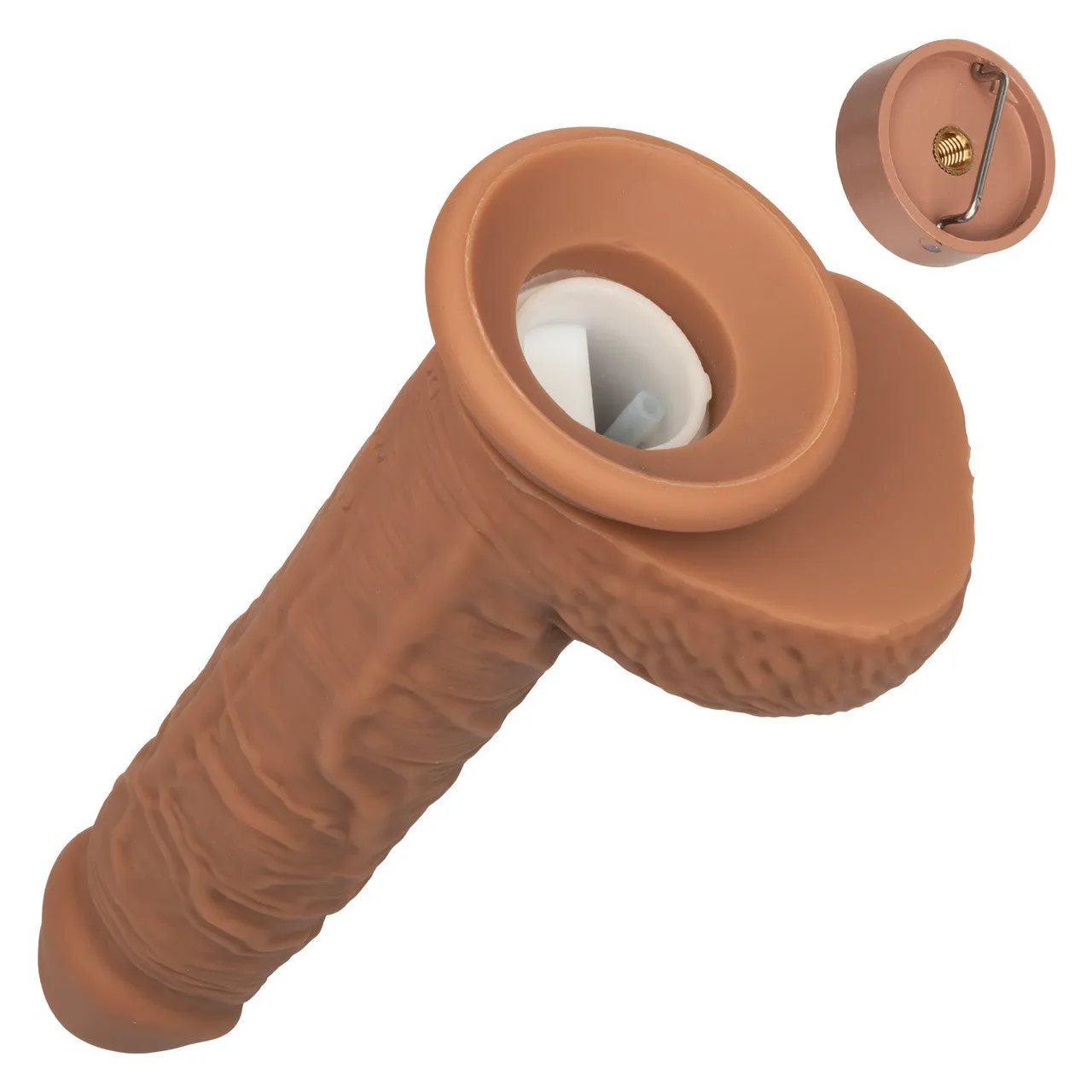 Squirting Fuck Stick 9 Vibrating Dildo Suction Cup Dong Sex Toy Brown