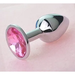 Stainless steel Jewel Butt plug Pink-Large