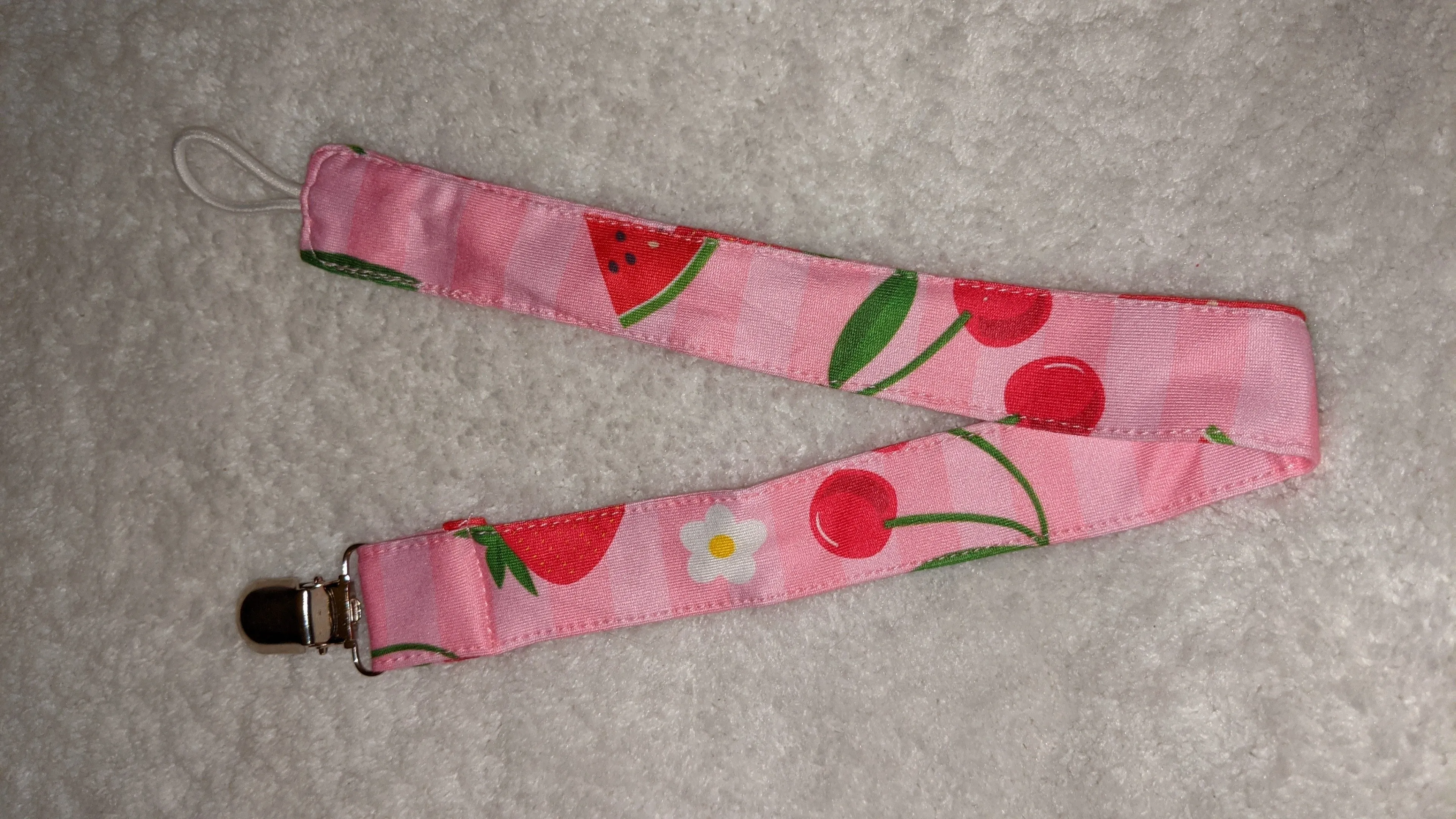 Strawberry & Cherry Fabric Pacifier Clips