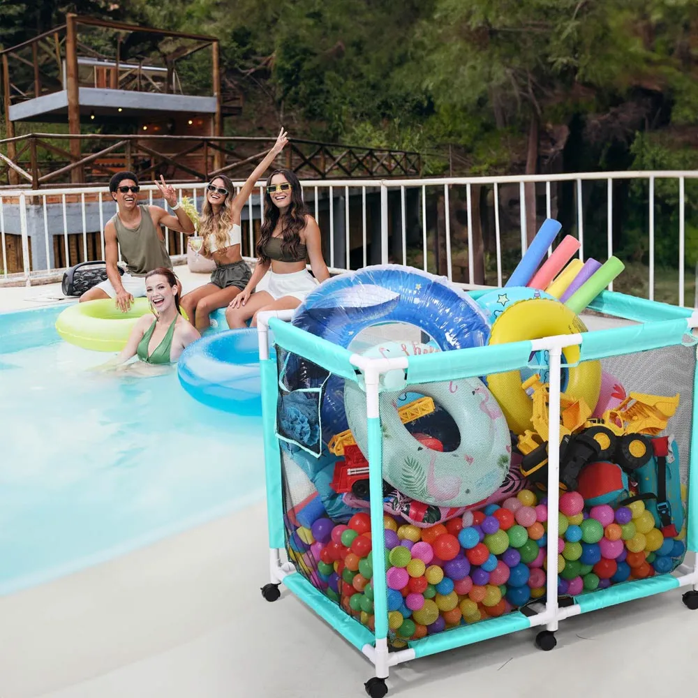 TheLAShop Pool Float Storage Mesh Toy Raft Bin Thick Frame 48x33x39