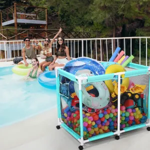 TheLAShop Pool Float Storage Mesh Toy Raft Bin Thick Frame 48x33x39
