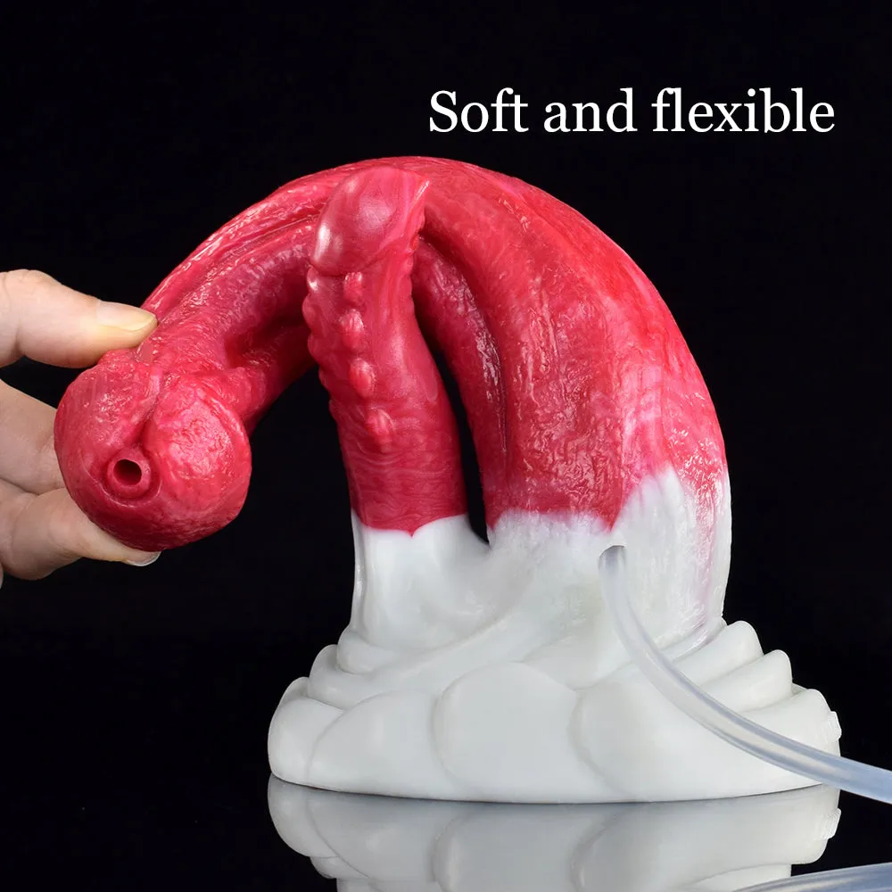 Thick Horse Squirting Dildo with Suction Cup Long Beast Double Head