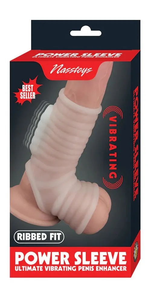 White Power Sleeve Ultimate Vibrating Penis Enhancer | Ribbed Fit