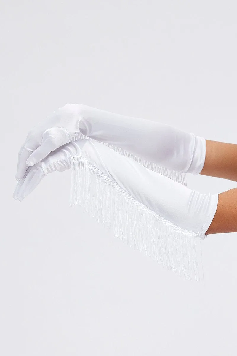 White Tasseled Gloves